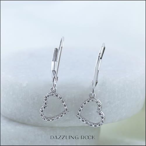 Dazzlingrock Collection 0.05 ctw Round White Diamond Hollow Heart Lever Back Dangle Earrings for Women in 925 Sterling Silver3