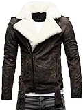 Crone Tjor Herren Shearling Lederjacke Biker Jacke mit Gürtel aus Rindsleder (M, Elephant (Nubukleder))