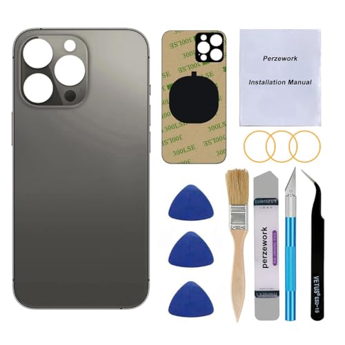 Perzework Back Rear Glass Replacement for iPhone 13 pro 6.1 inch All Carriers with Professional Repair Tool Kits (Graphite)