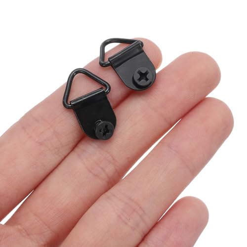 Image of uxcell 100Pcs Triangle Ring Iron Picture Hangers with Screws, Single Hole with Screw Small Decor Hooks for Hanging Picture Clock, Paintings Artwork Picture Frame Hook Photos Black