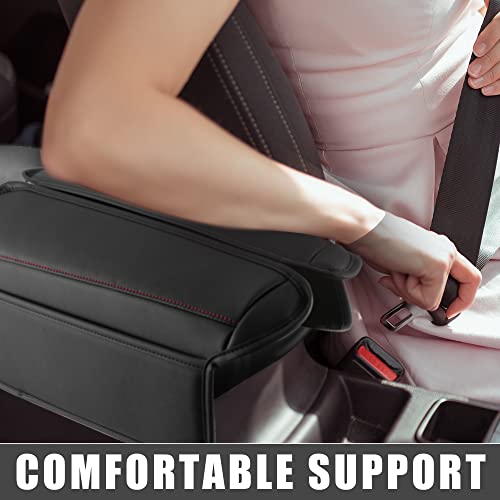 A Absopro Car Center Console Armrest Cushion Soft Pad Arm Rest Cover Support Black With Red Stitches For Nissan Rogue 2021 2022 2023 (Pack Of 2) #TOP4