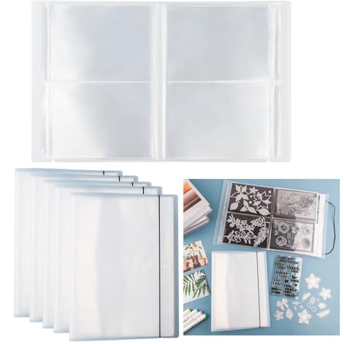 Image of BAOFALI 20 Pages80 Pockets /5Set Large Clear Sticker Photo Storage Album; Stamp & Cutting Dies Storage Book Organizer Folder for Postcards Stickers, Photo, Clear Stamps, and Cutting Dies