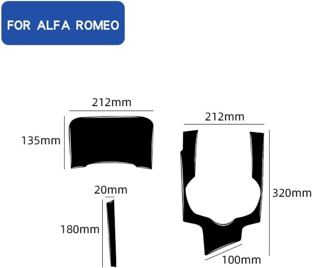 Carbon Fiber Car Interior Accessories Decoration Decal Sticker Trim Compatible with Alfa Romeo Giulia 2015-2024 (Paino Black, Gear Shift Panel Kit)