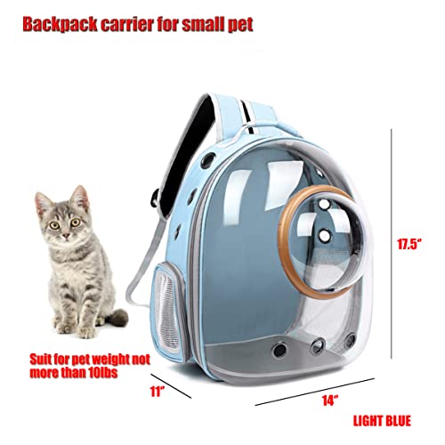 Cat Bubble Backpack Carriers Mesh Breathable Bag For Pet Skinny Small Cat Puppy Weight Under About 10 Lb With Clear Window And Holes(Light Blue) #TOP2