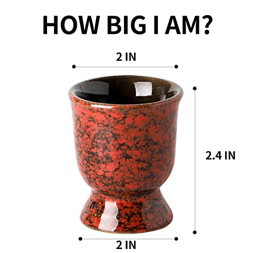 Hasense Ceramic Egg Cups For Soft Boiled Eggs, Porcelain Egg Stand Holders For Hard Boiled Eggs For Breakfast Time, Set Of 2, Red #TOP3