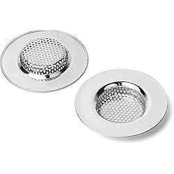 Fregadero Tupido Qinglele 2 coladores para fregadero de cocina y baño, filtro de drenaje de acero inoxidable, más grueso, diámetro exterior de 77 mm (tamaño pequeño)