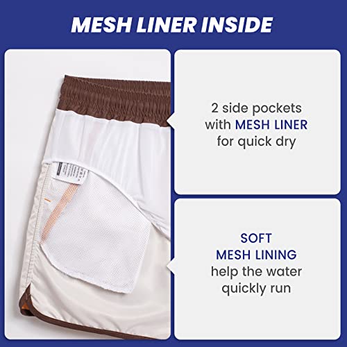 maamgic Mens Boys Short 80s 90s Vintage Swim Trunks with Mesh Lining Quick Dry Swim Suits Board Shorts