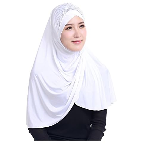 Daxin Womens Muslim Hijabs Islamic Head Scarf Stylish Muslim Caps (White) Cover