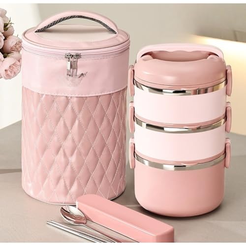 BRZUの保温ランチボックスには、ランチバッグ、箸、スプーンが付属しています。真空断熱構造で、お子様、女性、男性に最適です。保温バッグとカトラリーが付属し、仕事、学校、アウトドア活動に最適です。 (A2,2500ML)