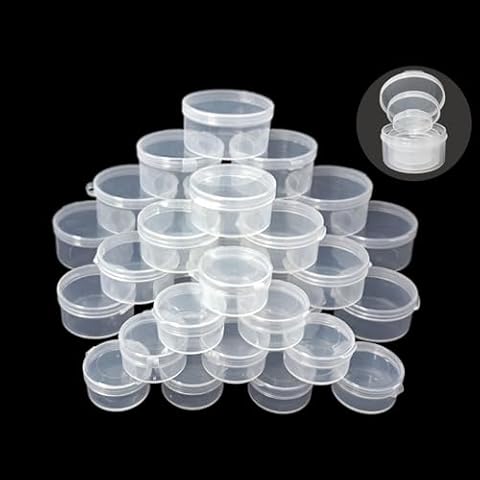 Zfyoung 30 pcs plastic cosmetic jar 5/10/20ml clear case with snap lids portable,Travel Storage Cosmetic Samples Beauty Products Mini Containers with Lids, Airtight Cosmetic Containers with Lids. Cover