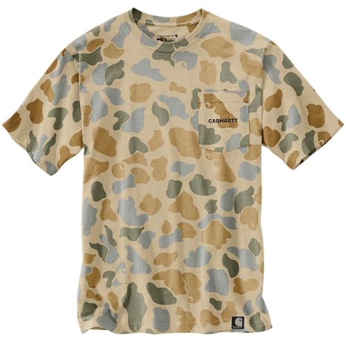 Carhartt Men's 106894 Relaxed Fit Lightweight Short-Sleeve Pocket Camo Logo Gra