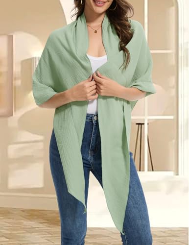 Bbonlinedress Schal Damen Baumwolltuch Halstuch elegant Dreieckstuch Multifunktionstuch Shawl Musselintuch 200 * 140 * 140cm Light Green