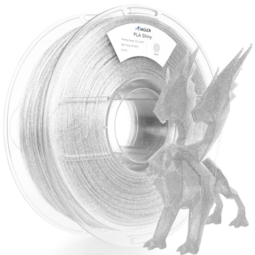Image of AMOLEN Shiny Glitter PLA 3D Printer Filament 1.75mm Shiny Silver with Sparkles and Glitters Dimensional Accuracy + /- 0.02mm 1KG /2.2lbs
