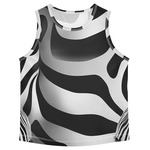 Boys Tank Top Shirts 3D Zebra Skin Print Black White Sleeveless T-Shirts Crew Neck for Kids Clothing Children