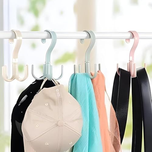 Image of Heda Multi-Function 360 Rotatable 4-Claw Hook Hangers | Space Saving Closet Organizer for Clothes, Bags & Accessories | Multicolor (12)