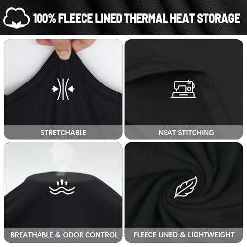 Men's Thermal Compression Shirt Fleece Lined Long Sleeve Thermal Shirts Athletic Base Layer Top Cold Weather Gear Black2