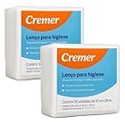 Lenço para Higiene Corporal Cremer – Kit com 2 Pacotes (100 Unidades) – 30x28cm – Adulto e Infantil – Toque Suave, Hipoalergênico e Pronto para Uso
