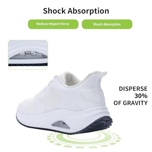 Quseek Womens Walking Shoes Plantar Fasciitis Orthotic Tennis Sneakers Comfortable Non-Slip Breathable Woman Shoe for Foot Heel Pain Relief Size US 6-114