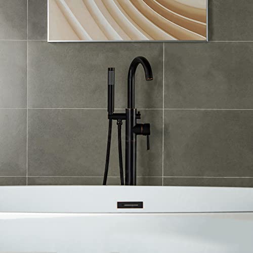 WOODBRIDGE Contemporary Single Handle Floor Mount Freestanding Tub Filler Faucet with Hand shower in Oil Rubbed Bronze Finish, F0010ORBRD by WOODBRIDGE - Image 2
