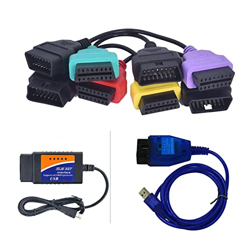 ECUSCAN ELM OBD KKL Câble de diagnostic ABS OBD2 pour voitures italiennes + CAN327 4 adaptateurs Kit d'interface complète Cover