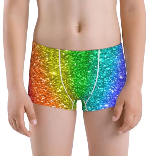 Boys' Cotton Boxer Brief Soft Underwear-Glitter Rainbow