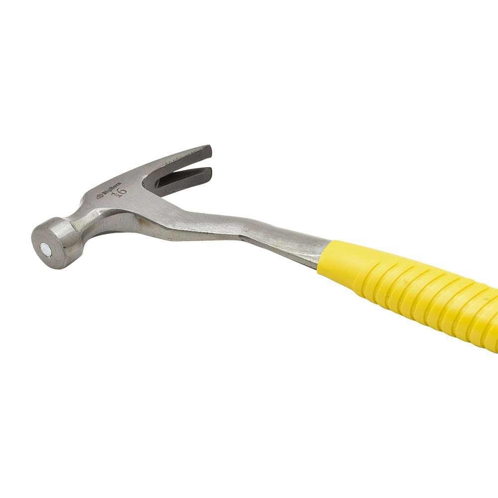 Big Horn 15111 - Martillo de techo con tapa magnética (473,6 g), colocación de clavos con una sola mano con cara magnética, acero forjado monobloque - Asas ergonómicas antideslizantes - Techos