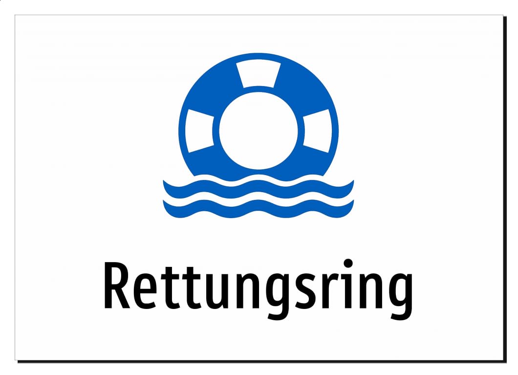 Rettungsring – Aluminiumschild A4: 297x210mm – Mit Grafik und Text