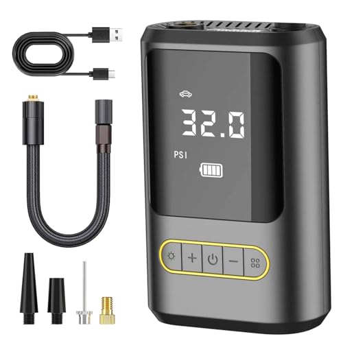 Image of Smart Saver Tyre Inflator Pump, Cordless 4K MAH Battery,150 PSI Portable Car, Bike Tire Pump, Digital Gauge, Powerbank, LED, Type-C Recharge, Auto Stop for SUV Sedan, Motorcycle, Sport Equipments