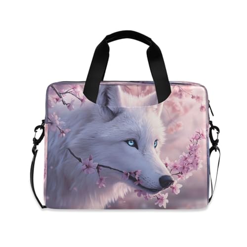 Wolf Tree Flower Cherry Blossoms 15.6 Inch Laptop Bag Briefcase for Business, Water-Resistant Computer Bag Fits 14-16 Inch Notebook for Men Women, Office Travel Work Backpack