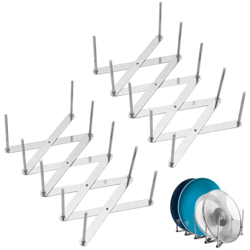 2 Pièces Range Couvercle Acier Inoxydable, Support Rangement et Organisation Cuisine Rétractable, Porte-Côtes Réglable Multifonctionnel pour Ranger Ustensile,...