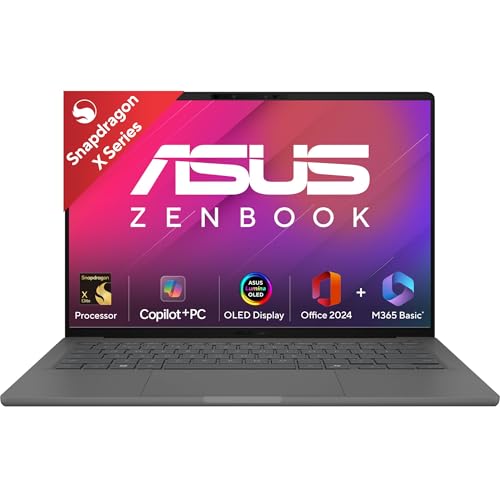 Image of ASUS Zenbook A14 OLED (2025),Qualcomm Snapdragon X Elite,Copilot+ PC, 0.9kg Light-Weight,14 inch(35.6 cm),32hrs Battery*, 16GB,512GB,Windows 11,MSO 2024,M365 Basic-1yr,AI PC,Metal Body,UX3407RA-QD061WS