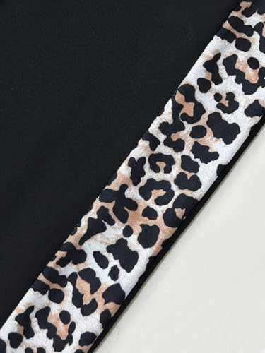 Plus Size Women's Chic Leopard Print Joggers Casual Drawstring Sweatpants3