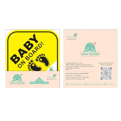 Image of BabyMoo Foot Print Sign for Car with Vacuum Suction Cup Clip Yellow -Weatherproof Car Decal-Adorable Design for Maximum Attention-Enhance Road Visibility-Easy to Apply and Residue