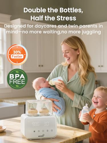 Image of GROWNSY Fast Double Baby Bottle Warmer for Breastmilk & Formula, Beige