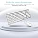 LeadsaiL, kabelloses Tastatur-Maus-Set, ergonomische Maus und Tastatur, kabellose PC-Tastatur und Maus, deutsches QWERTZ-Layout, leise Tastatur- und Maustasten, MacOS PC, Laptop, Silber