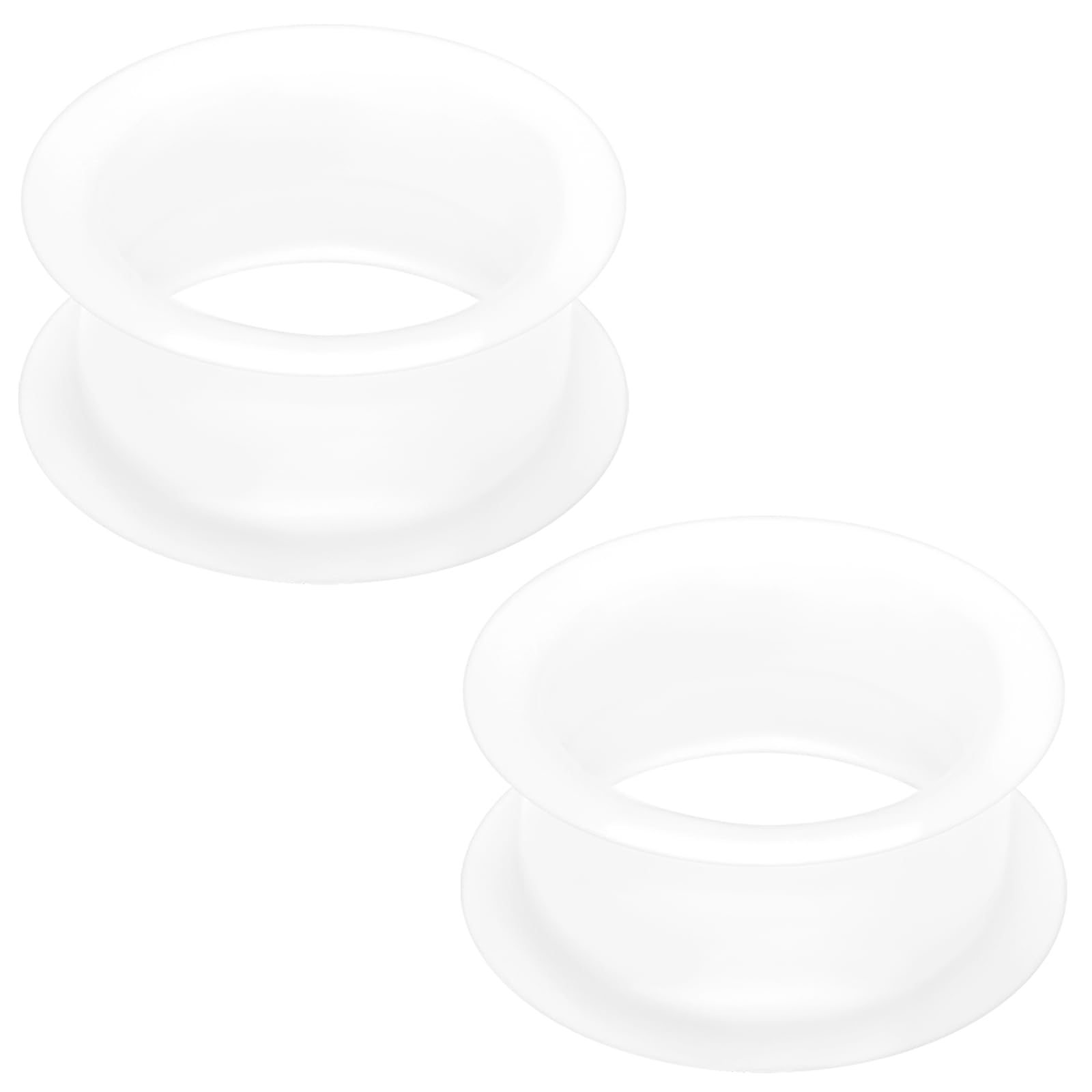 6G-50mm Extra Soft Thick Silicone Gauges for Ears Flexible Ear Skin Tunnels Plugs Expanders Gauges Hollow Gauges Body Piercing for Women Men Black White Clear Flesh Skin 1 Pairs