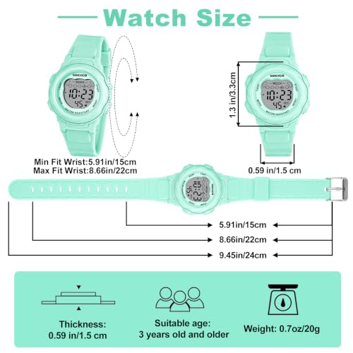 Image of SOCICO Kids Digital Watch 50M Waterproof & 7 Color Lights for Boys Girls