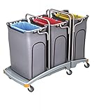 Splast Dreifacher Müllentsorgungswagen 3 x 120l mit Abdeckung - Deckel optional, Variante:Kein Deckel