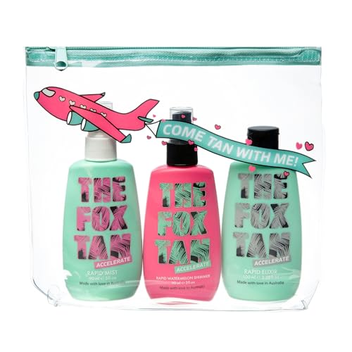 The Fox Tan Jet Setter Pack, Travel-Friendly Set For Darker, Faster, Flawless Tans, Vegan & Cruelty Free, 100mL + 90mL + 90mL (3 Pieces)