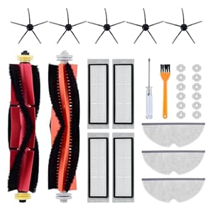 Zubehör Set für Xiaomi Roborock S5 Max S6 Max S6 Pure S6 MaxV S4 S5 S6 S50 S55 S60 S65 E4 E20 E25 E35 Robot Staubsauger,2 Hauptbürsten 4 Filter 3 Wischtücher 5 Seitenbürsten 3Wasserfilter Ersatzteile