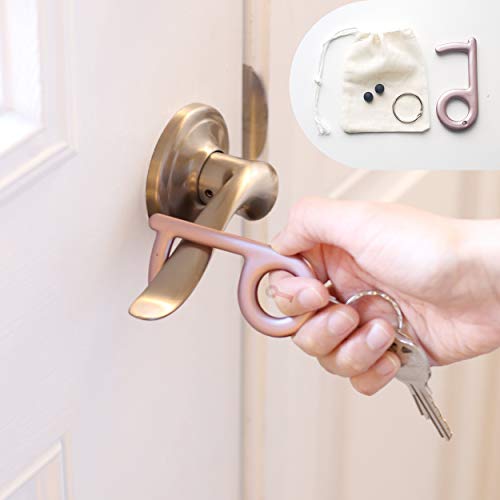 Contactless Door Opener PureKey, No Touch Key & Stylus Works On All Touch Screens, Keychain & Tool, Keep Germs Away, Quarantine & Hygienic Gift (1 Rose Gold & 1 Bronze)
