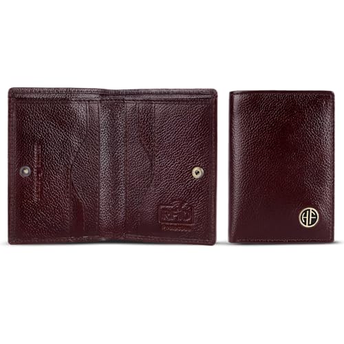 Image of HAMMONDS FLYCATCHER Genuine Leather Card Holder for Men and Women Slim RFID Blocking Bifold with 6 Card Slots Cash Compartment Compact Credit Debit Card Case Minimalist Pocket Organizer