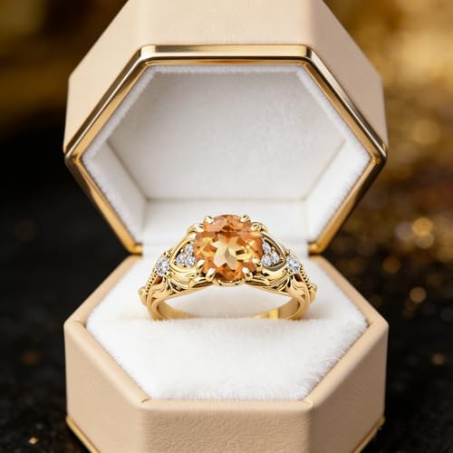 Image of Gemstone Vintage Rings for Women s925 Sterling Silver Round Cut 1.0 Carat Gemstone with Moissanite Promise Engagement Anniversary Ring for Her