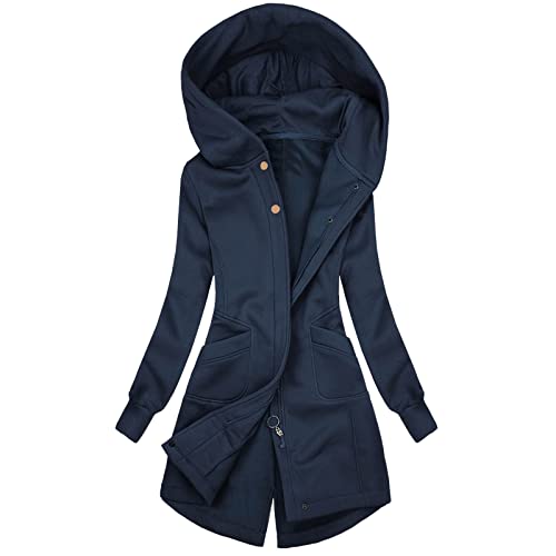 UNIQTA Fleecejacke Schwarz Damen Damenmode lässig mit Kapuze, Solider Reißverschluss, Taschenriemen, Sweatshirt, Jacke, Mantel Hoodie Mädchen Teenager Cover