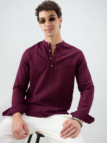 Image of VASTRADO Wine Ladder Striped Evening Kurta MK8605A