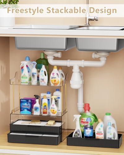 Image of Anylady Bathroom Organizers and Storage, Makeup Organizer (Sturdy Durable Attractive), Ideal for Vanity, Countertop, Counter, Perfume, Skincare, Cabinet, Cosmetic, Dresser Organizer (deep black)