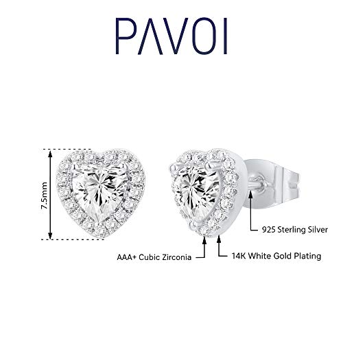 Image of PAVOI 14K Gold Plated 925 Sterling Silver Post Brilliant Round Faux Diamond Halo Earrings - Premium Cubic Zirconia