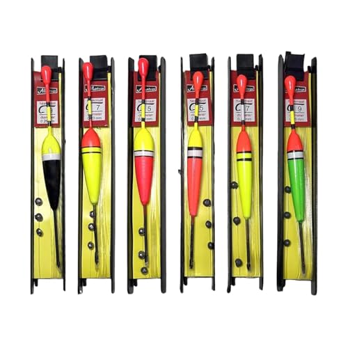 AJKQNMA 6 Stück Fishing Posen Set Angelposen Angeln Schwimmt Set Mit Senkblei Angelschnur und Haken (5# 7# 9#) für Friedfische Forellen Aal Zander ideal für See Fluss Bach und Teich