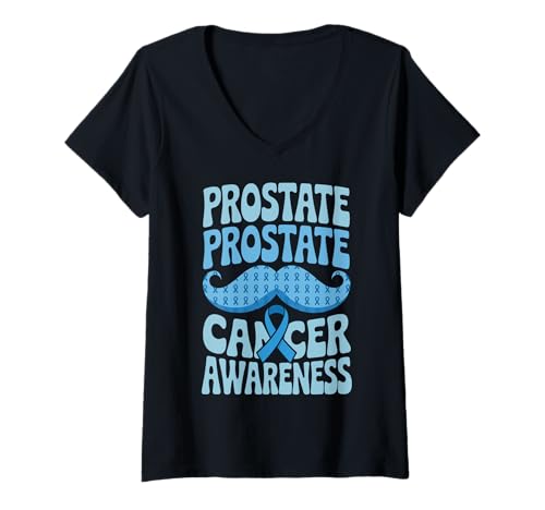 Donna I Beat Prostate Men Groovy Prostate Cancer Awareness Tee Maglietta con Collo a V