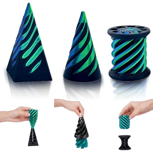 Impossible Cone 3D Spiral Fidget Toy, Blue-Green